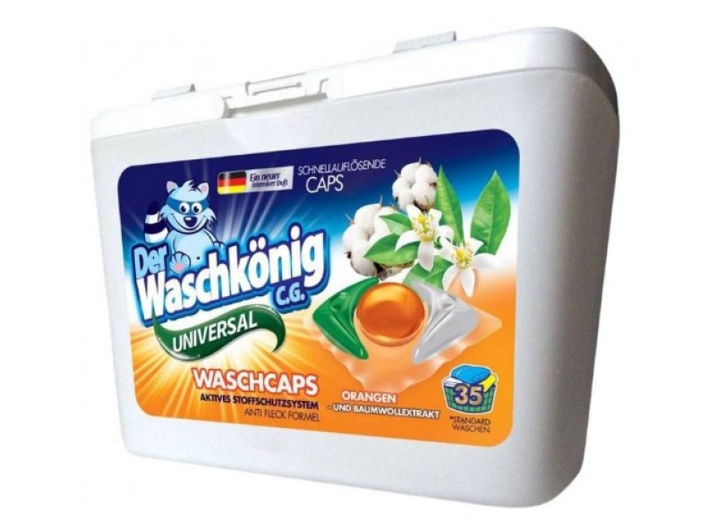 Капсулы для стирки гелевые WASCHKONIG Universal Orangen und Baumwollextrakt 16 г х 35 шт (апельсин и хлопок)  (97-256)